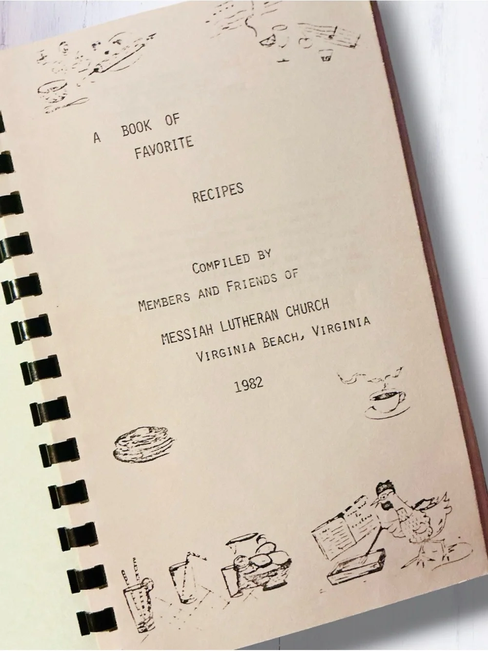 VTG 1982 Recipes Community Cookbook Messiah Lutheran Church Virginia Beach VA
